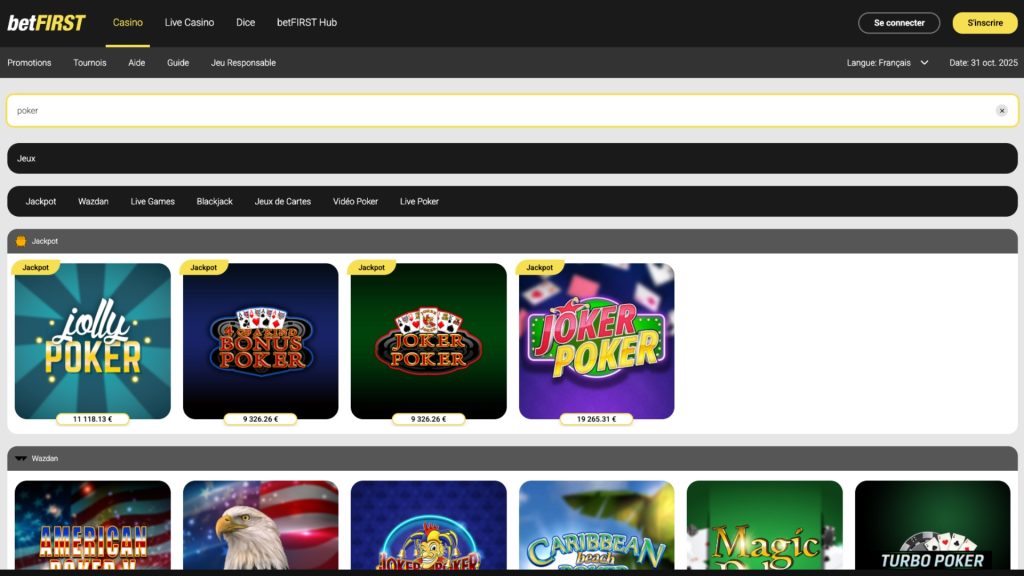 betFIRST propose une excellente sélection de jeux de poker Live