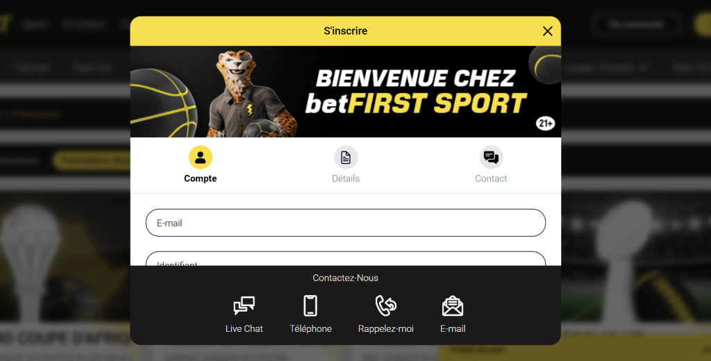 page inscription betfrist avec le code bonus