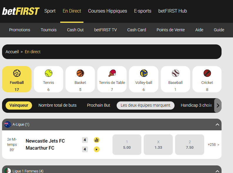 paris sportifs sur betfirst