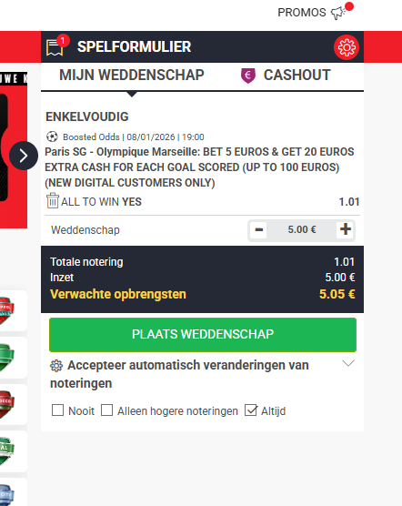 Extra geld voor Paris Saint-Germain vs. Olympique de Marseille