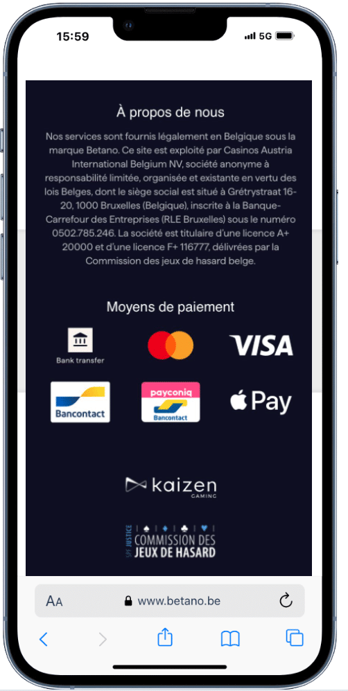 Méthodes de paiement Betano