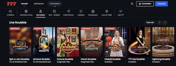 Jouez au casino en direct grâce au code promotionnel Casino777
