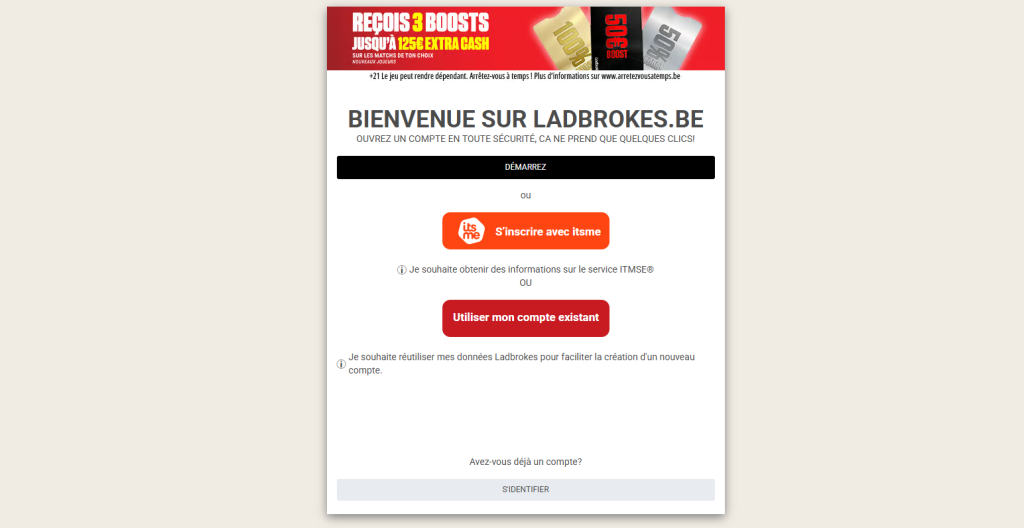 Formulaire d’inscriptiuon sur LAdbrokes