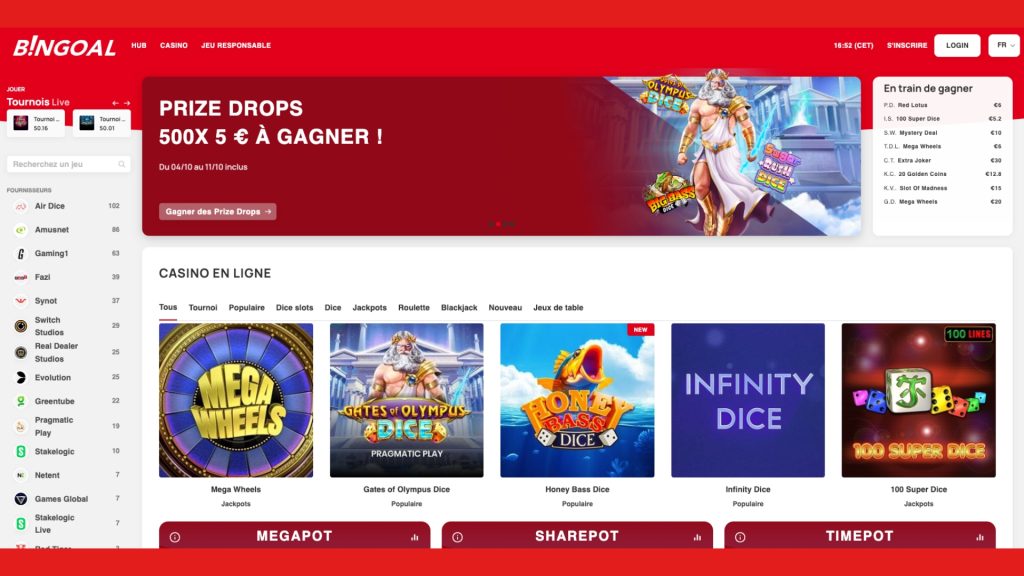 Découvrez la sélection de jeux du casino Bingoal.