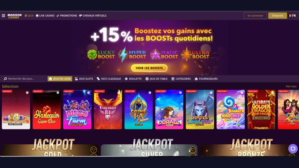Profitez de boosts quotidiens avec Madison Casino