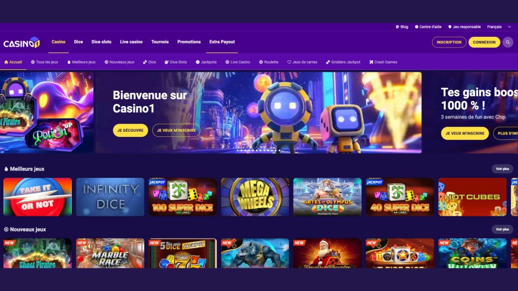 Créez un compte sur la salle de jeu en ligne Casino1