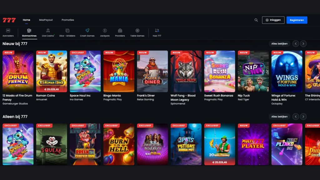 Krijg toegang tot een grote variëteit aan spellen met de Casino777-code.