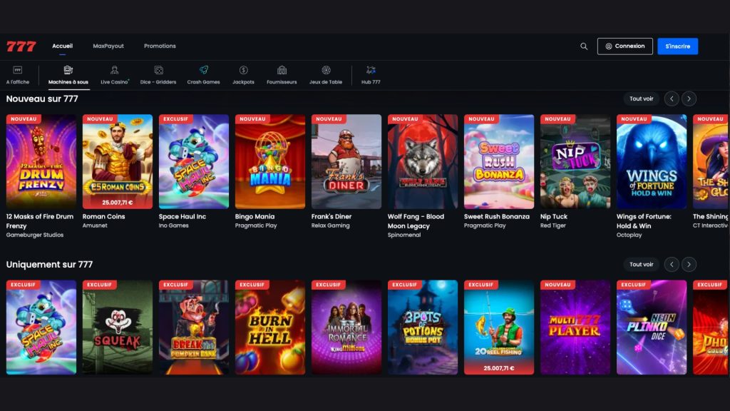 Accédez à une grande variété de jeux avec le code Casino777