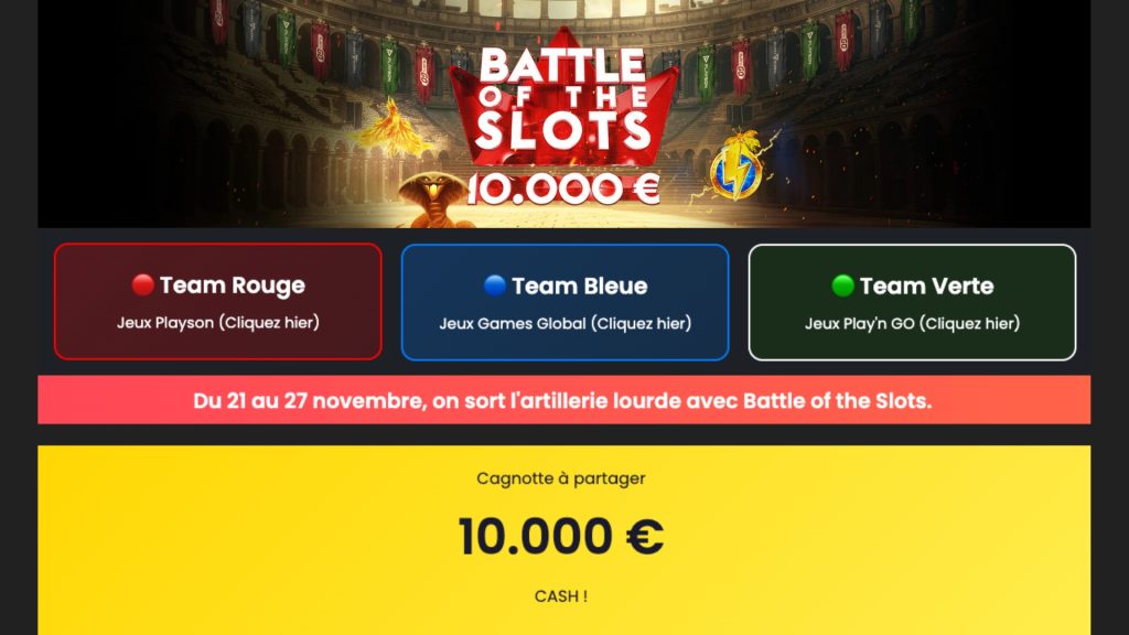 Participez à la Battle of the Slots avec le code promo Casino777