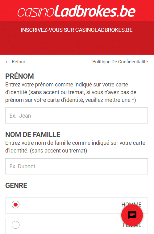 S'inscrire sur l'application Ladbrokes