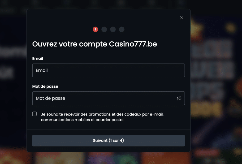 S'inscrire sur Casino777