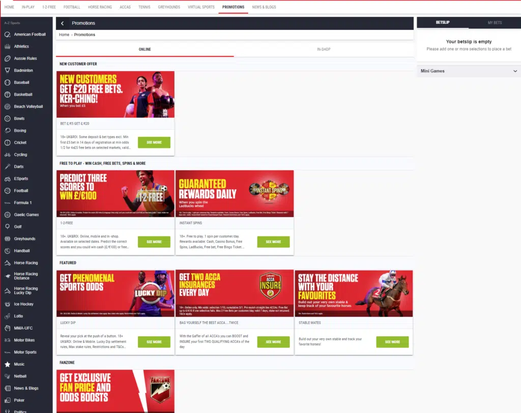 Page promotion Ladbrokes