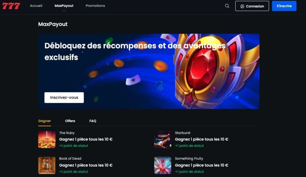 Promotions sur les machines à sous Casino777