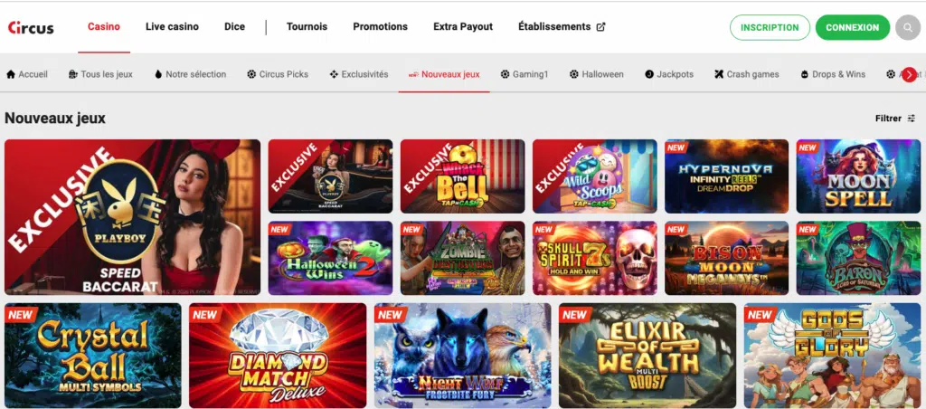 Les nouveautés sur le casino Circus 