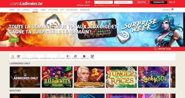 Ladbrokes fait partie des meilleurs casinos belges quant à l'offre de jeu